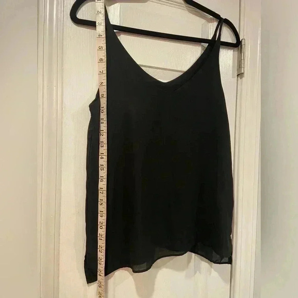 Shinestar Plain Black Sheer Cami Flowy Spaghetti Straps V Neck Size S - Picture 3 of 9